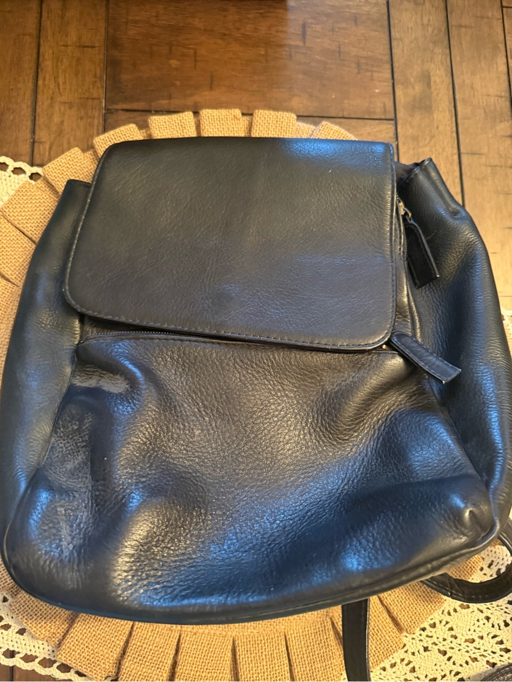 HOBO Black Leather Backpack with Front Flap
